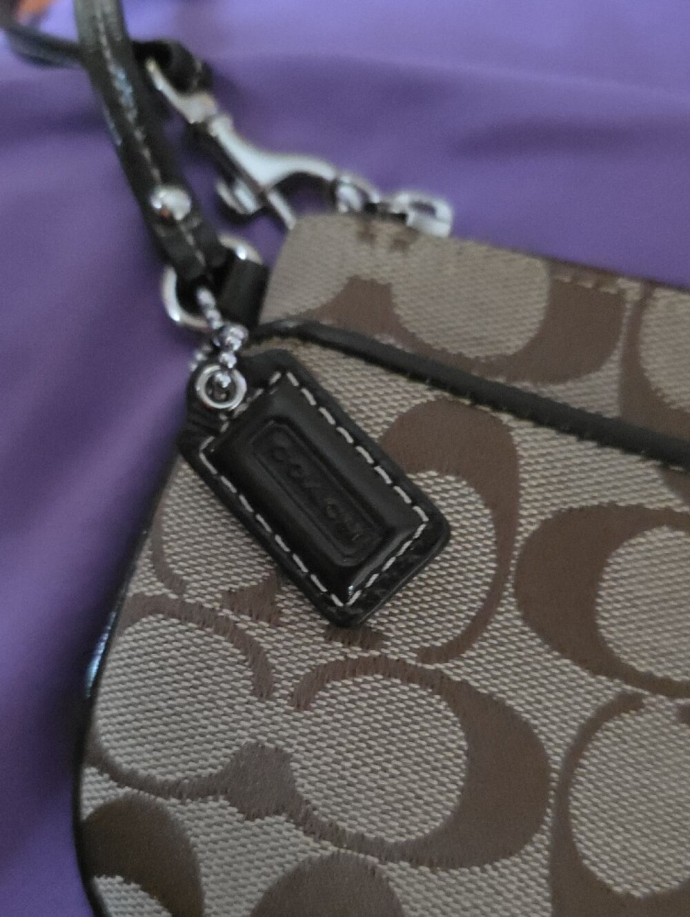 COACH Pink Signature Wristlet with Tan Signature Pouch - Picture 6 of 11